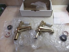Pair of new 3/4" bath taps with Gold quarter turn ceramic lever handles, boxed.
