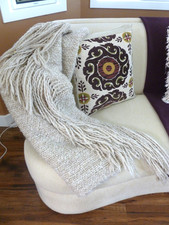 Kennebunk Weavers Throw Blanket for Nordstrom Wool Blend Fringed 60"x44"