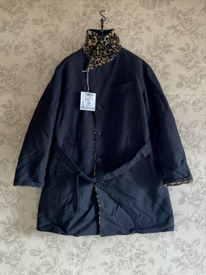 ENGINEERED GARMENTS Reversible Coat Black Leopard Men's #EB