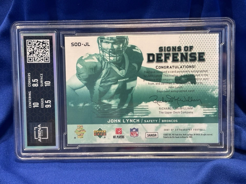 John Lynch 2007 Upper Deck SP Chirography Signs of Defense Auto Broncos 37/50 - Image 3 of 3