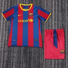 Kids 2010 Barcelon Home Jersey  Shorts Set  Youth Football Kit  Custom Number