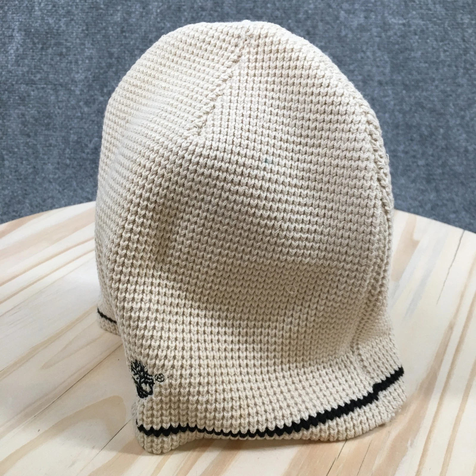 Timberland Winter Beanie Hat Unisex Beige One Size Adjustable Knitted Cotton