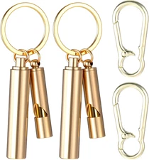 2PCS Brass Survival Whistle, 100 Db Loud Emergency Whistles Brass Whistle with W