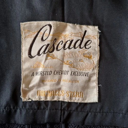 Vintage 1940-50s Michael Stern Men Charcoal Cheviot Wool Overcoat Cascade Est48R image 15