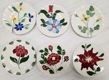 Lot of 6 Vintage Blue Ridge Southern Pottery Mixed Floral Saucers