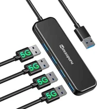 Minisopuru 4 Port USB 3.0 Hub USB Splitter 5Gbps High-Speed Data Transfer MH890A