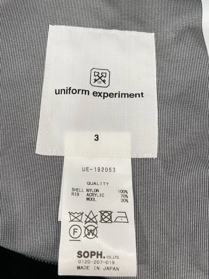 Uniform Experiment Mens Black Bomber Zip Flight Jacket Sz 3 - Image 4 of 4