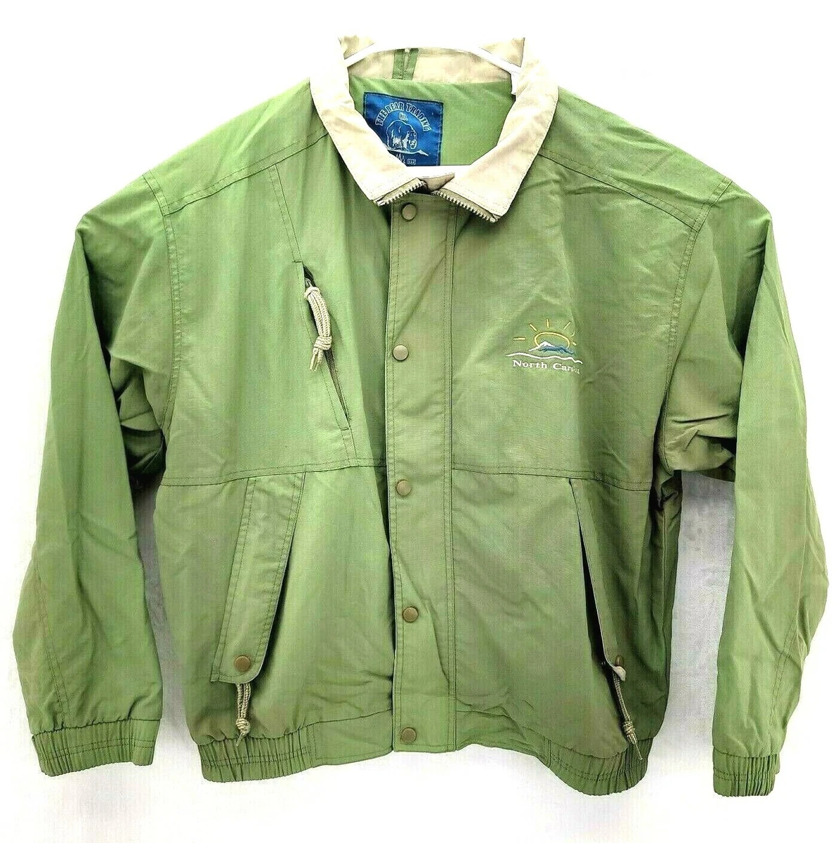 The Bear Trading Co Men s XL North Carolina Olive Green Windbreaker Jacket EUC