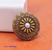 10X Western Retro Brass Silver Pearl Flower DIY Leathercraft Belt Saddle Concho