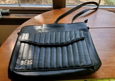 Beis the messenger backpack BEIS Black Faux Leather Convertible Laptop Sleeve The  main image 2