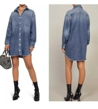EUC Reformation Edie Denim Jean Button Up Shirt Mini Dress Sz 10