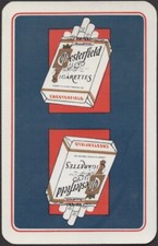 Carte da gioco carta singola vecchia scatola sigarette CHESTERFIELD TABACCO PUBBLICITÀ A