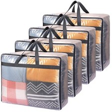 4 Pack Blanket Storage Bags 75l Extra Large XL Clear Storage Bags with Zipper...