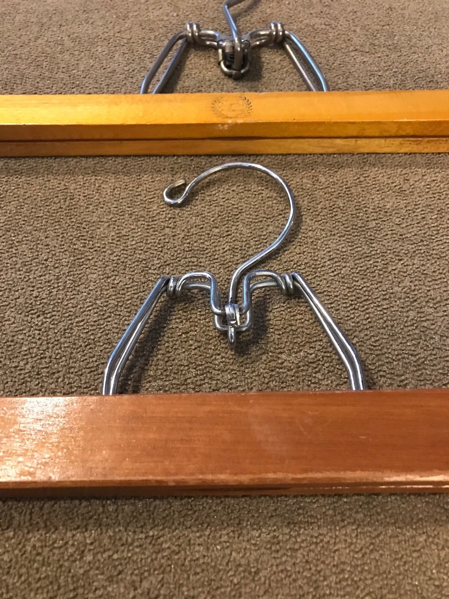 Lot Of 2 Vintage Wooden Trouser Pants Clamp Hangers (JL) | eBay