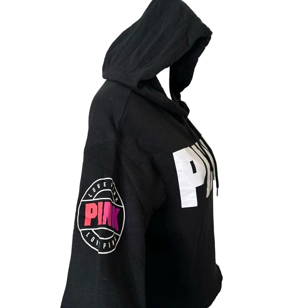 victoria-secret-vs cropped spellout logo hoodie