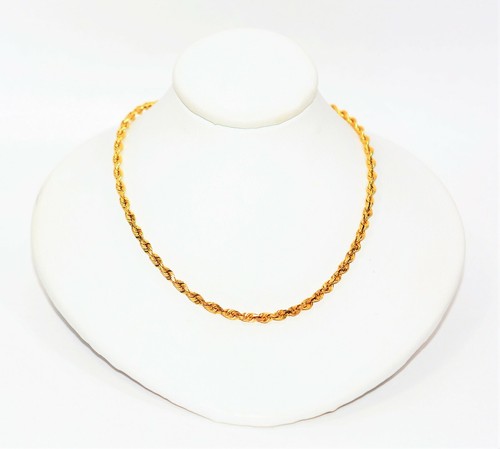 14K Solid Gold Diamond Cut Twist Rope Chain Necklace 18" 9.4 Grams 2.25mm Gold