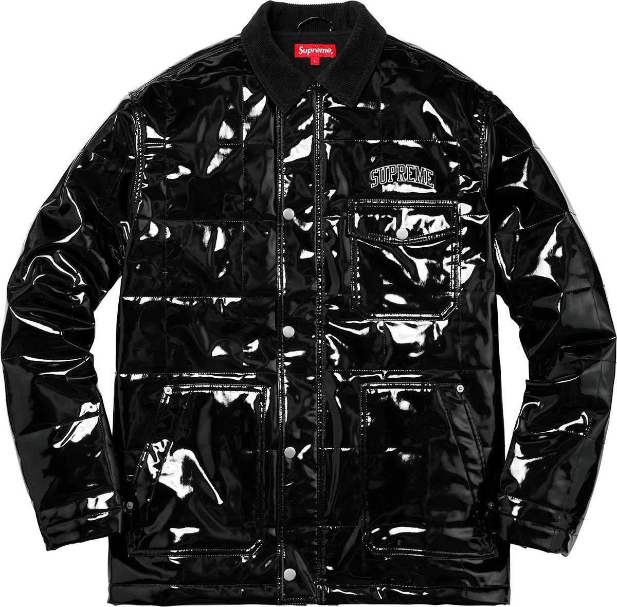 Veste de travail en vinyle matelassé Supreme noire SS18 taille moyenne
