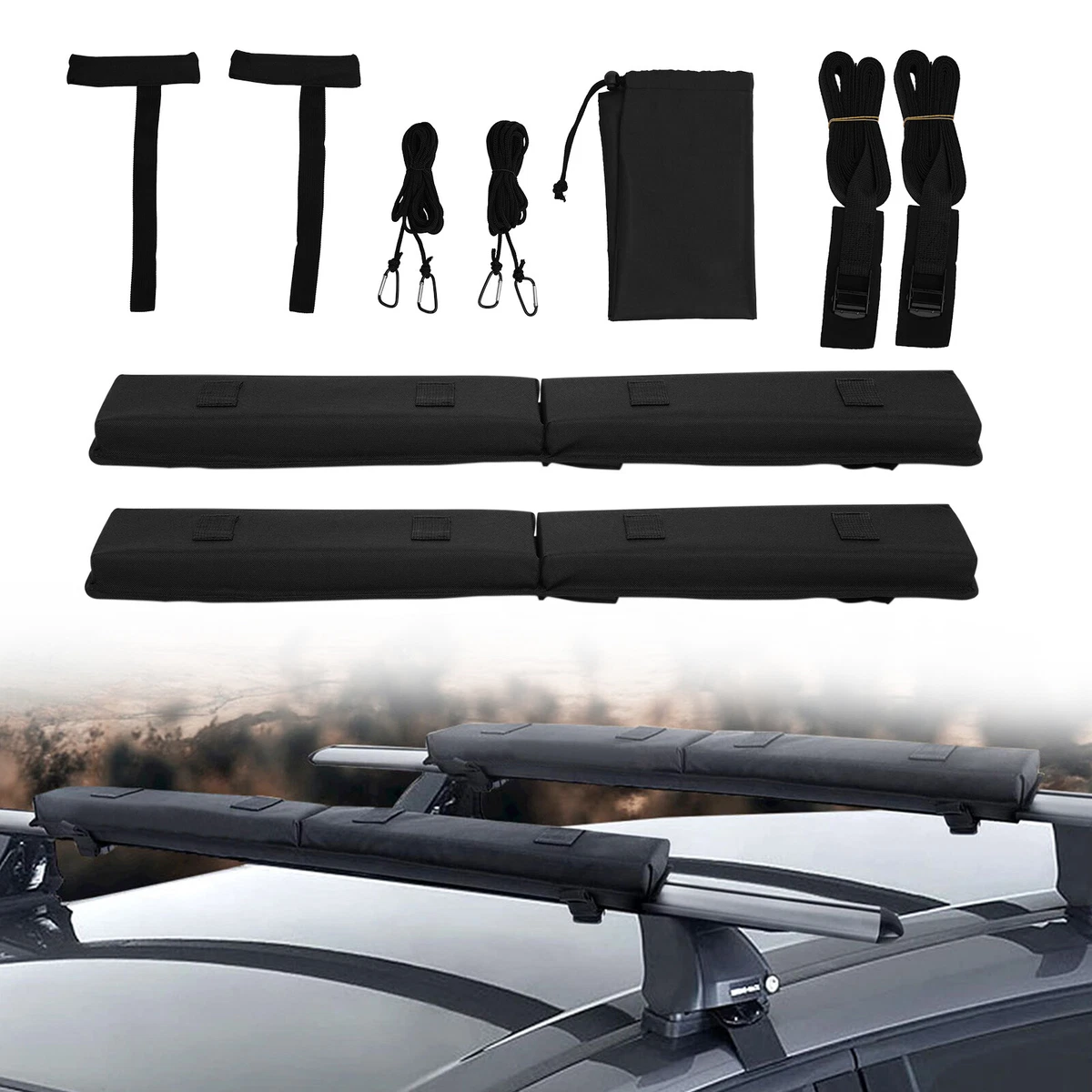 2pcs Universal Soft Roof Racks Foldable Car Roof Racks Top Luggage