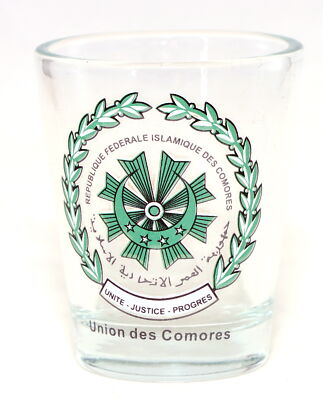 COMOROS COAT OF ARMS SHOT GLASS SHOTGLASS