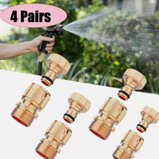 8PCS 3/4" Garden Hose Quick Connect Water SOLID BRASS Female Male Connector Set
