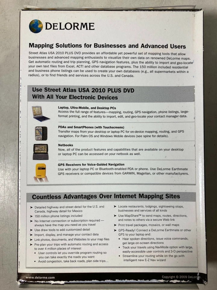 DeLorme Street Atlas USA 2010 Plus - New & Sealed - DVD Rom- Windows 7 8 9 10 11 - Image 2 of 3
