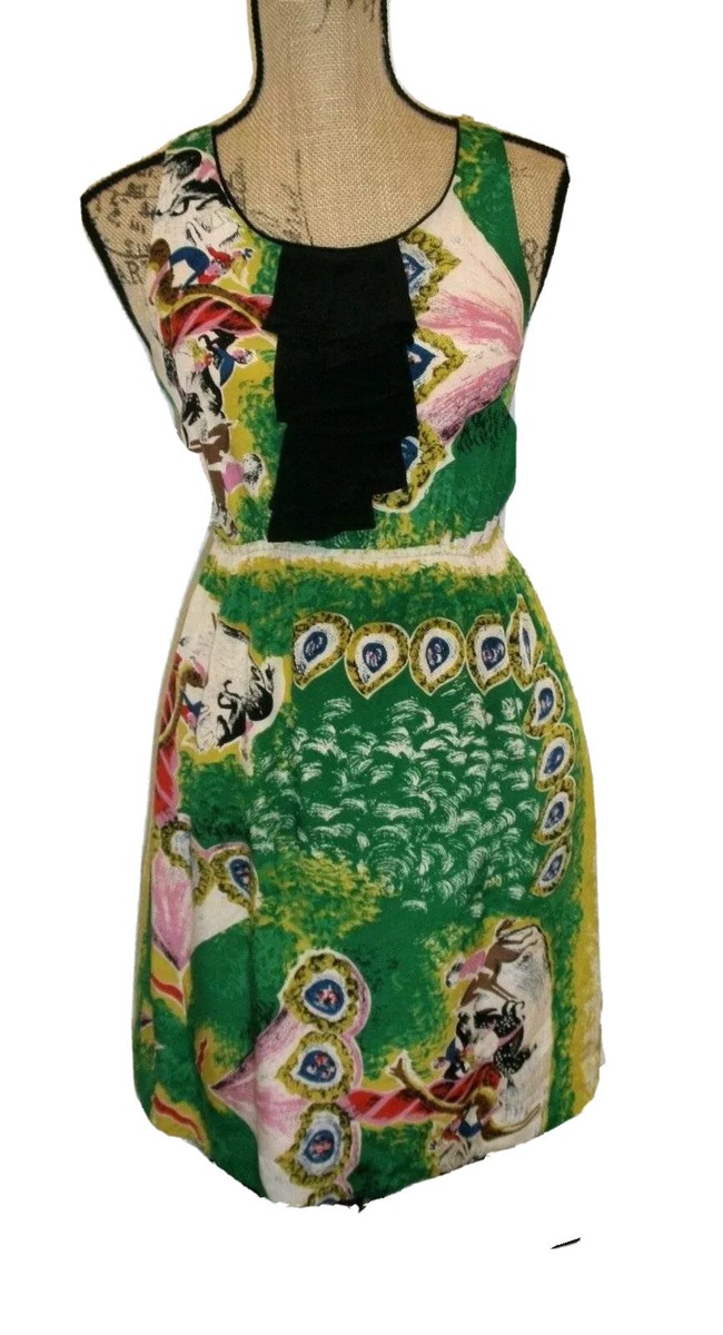 moulinette soeurs green dress Anthropologie Panoply Horse Carousel Silk Sz 0 EUC 260SSDALLASNOV