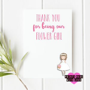thank you for being our flower girl card