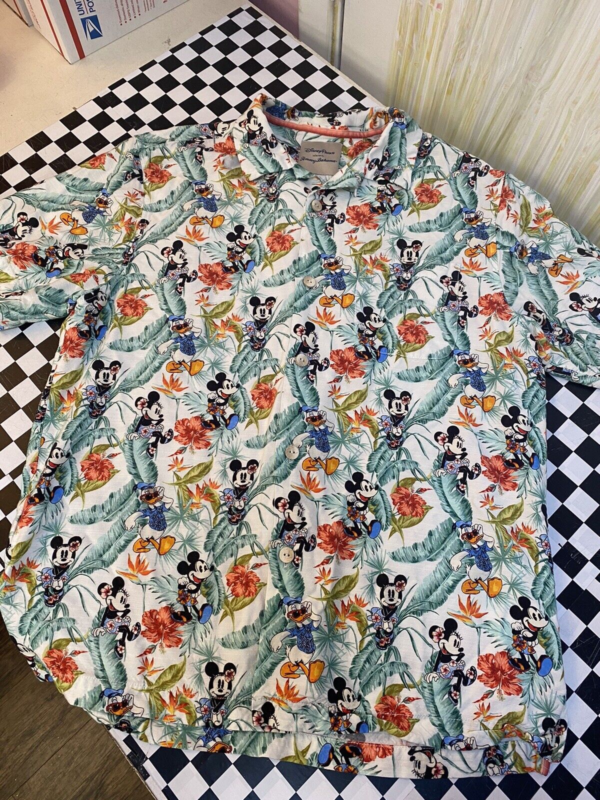 Tommy Bahama, Shirts, Disney Parks Collection Tommy Bahama Silk Tropical  Beach Mickey And Friends Palm