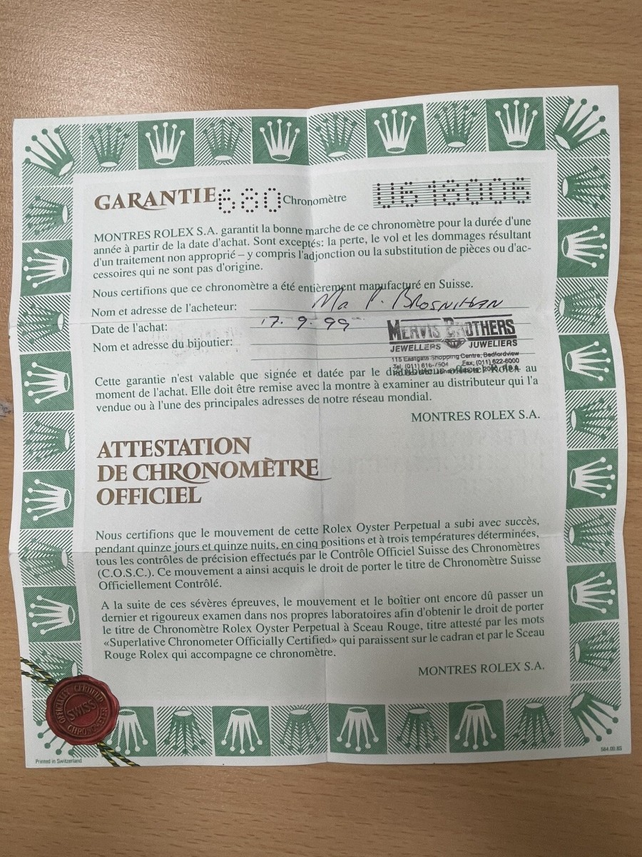 Original Rolex Watch 69623- U618006 Used Certificate Guarantee R4