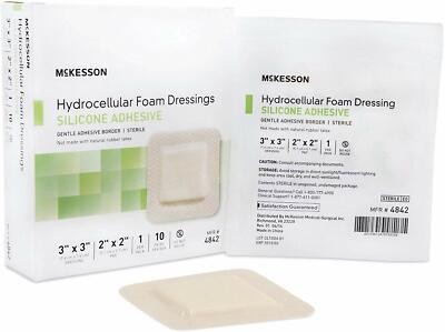 McKesson Silicone Foam Dressing, 3 X 3 Square Adhesive w/ Border Sterile, BX/10