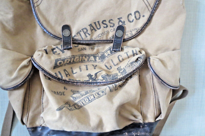Vintage Levi's Leather Cotton Canvas Graphic Backpack | eBay