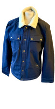 Samuel Windsor Jacket Mens Navy Blue Sherpa Trucker Fleece Lined Size large BNWT