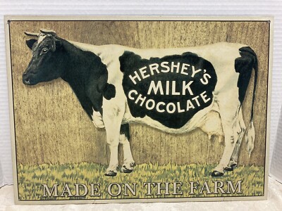 Hersheys Milk Chocolate Cow Metal sign Made in thein the Farm 1999 Made USA 
