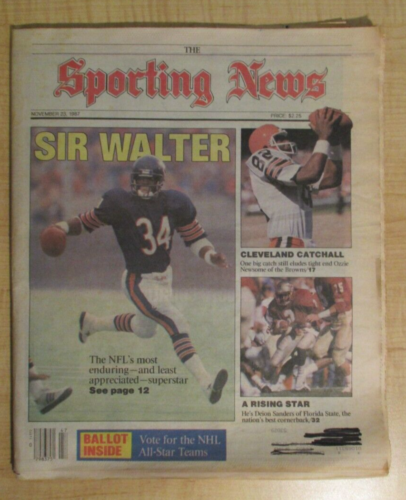 1987 The Sporting News Sir Walter Payton/Cleveland Browns/Deion Sanders - Imagen 1 de 24