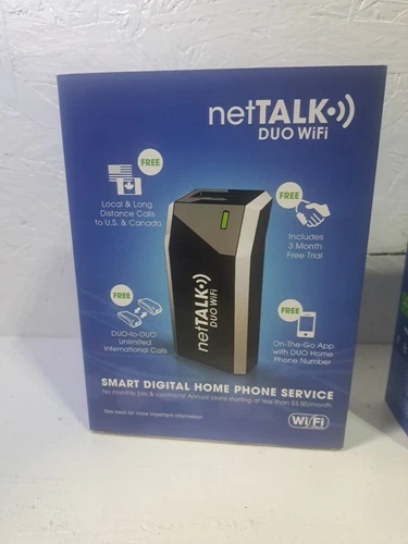 2 NetTalk DUO VOIP Device Free Calls to US and Canada Ethernet Brand NEW in Box