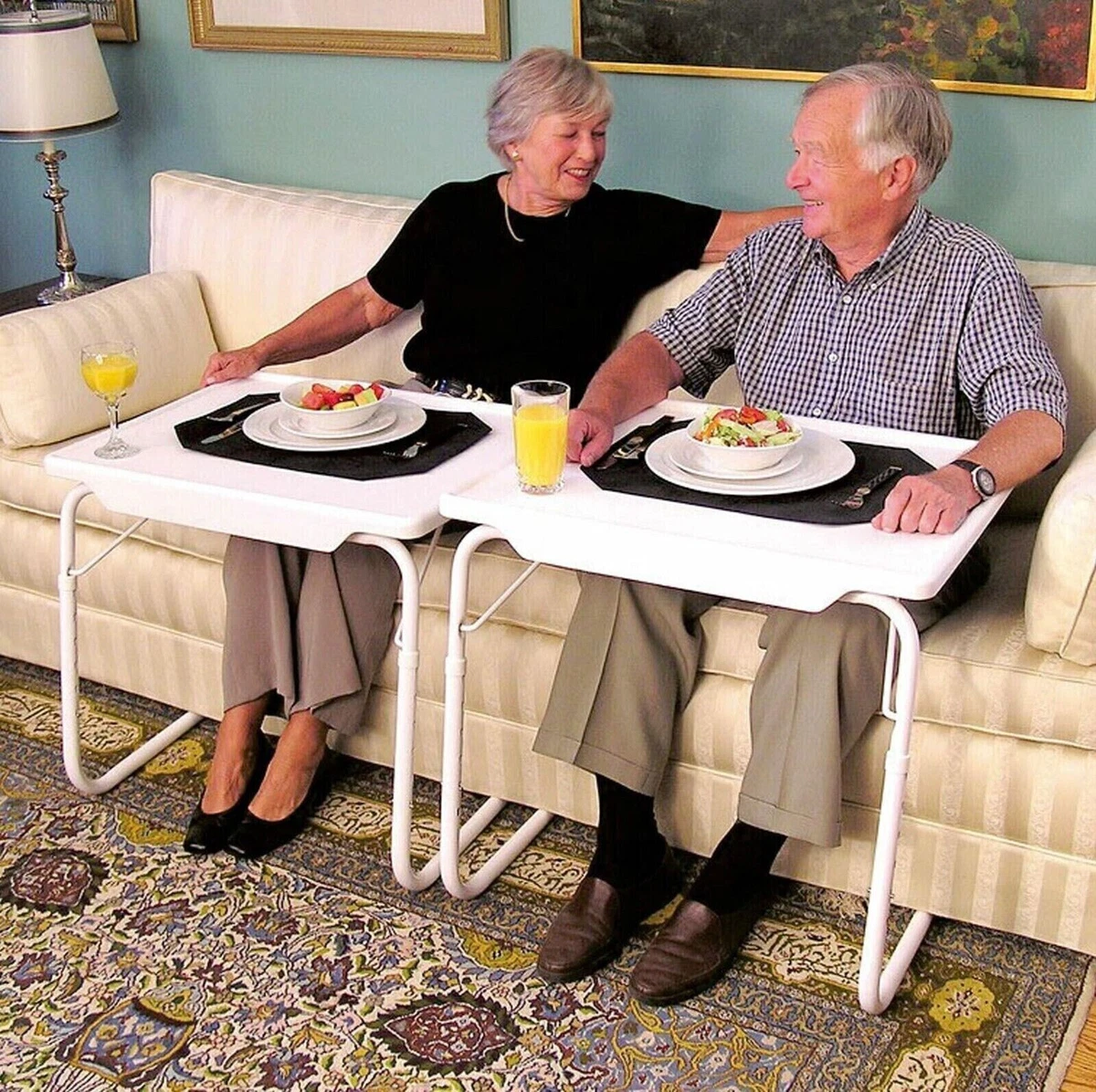 2X ADJUSTABLE TABLE MATE II PORTABLE TV DINNER LAPTOP TRAY FOLDING