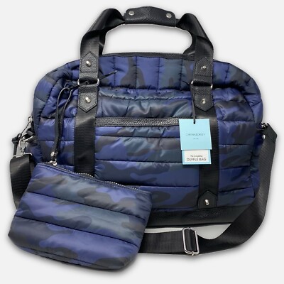 Cynthia Rowley Blue Camo Quilted Duffel Bag W/ Wristlet 