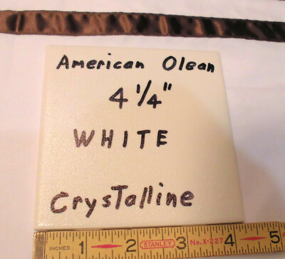 1 pc. White Crystalline Ceramic Tile by American Olean 4-1/4'' made 1980's -90's