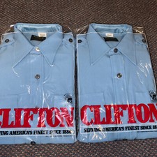 2 Clifton Light Blue Uniform Super Shirts 15x33 Police Fireman Zipper