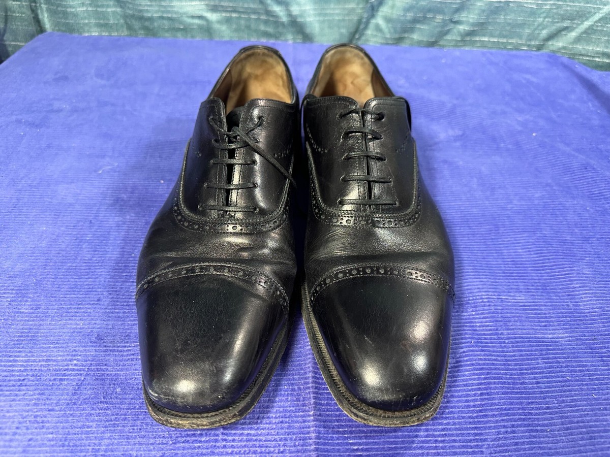 Salvatore Ferragamo Tramezza Black Captoe Oxford Dress Shoes  display picture 1