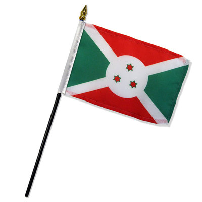 2 Pack Burundi 4''x6'' Flag Desk Table Stick