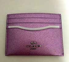 Coach Lilac Solid Leather Slim ID/Document Holder Card Case ID Window CP471