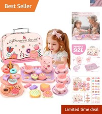 Kids Plastic Tea Party Set for Toddlers Girls Ages 3-8 Princess Pretend P...