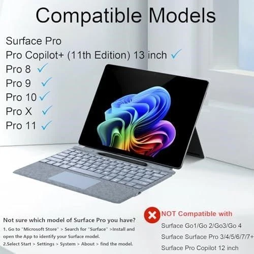 Zoof Type Cover for Microsoft Surface Pro 13 inch, Compatible with Surface - Image 2 of 4