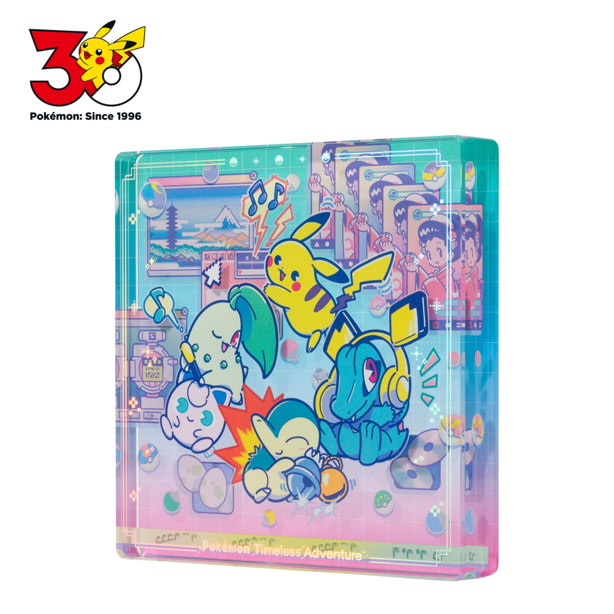 Pokemon Center 30th Anniv Acrylic Block Timeless Adventure Johto