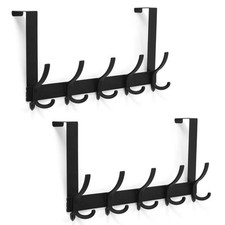 2 Pack Stainless Steel Over The Door Hangers 5 Triple Hooks for Coats Hats