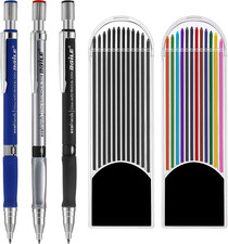 3 Pieces 2.0 mm Mechanical Pencil with Color and Black Cases Refills for Student