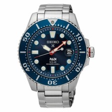 SEIKO ProspeX PADI SNE549P1 Solar Watch V157 Steel Blue Diver's Scuba 200m NOS