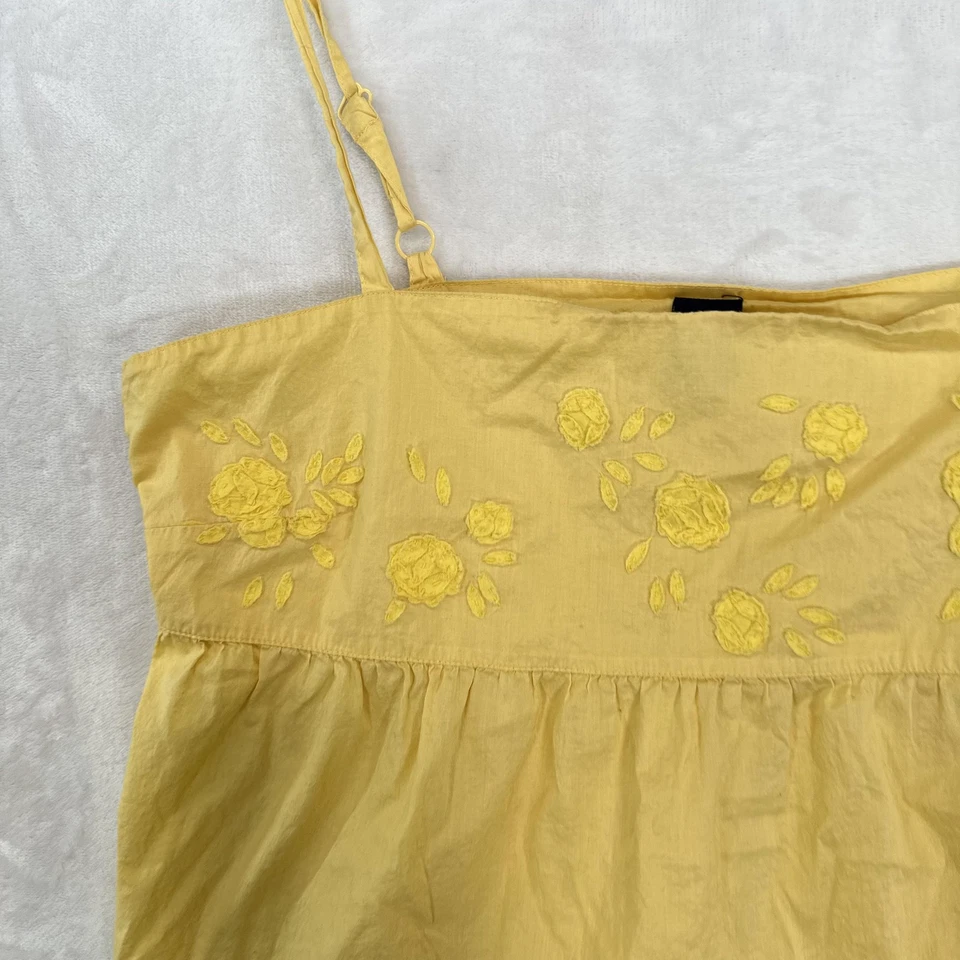 Camiseta sin mangas GAP para mujer grande amarilla bordada floral Y2K hada cami algodón Foto 2 de 4