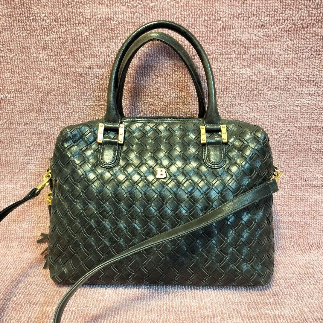 BALLY mesh crossbody shoulder bag vintage black genuine